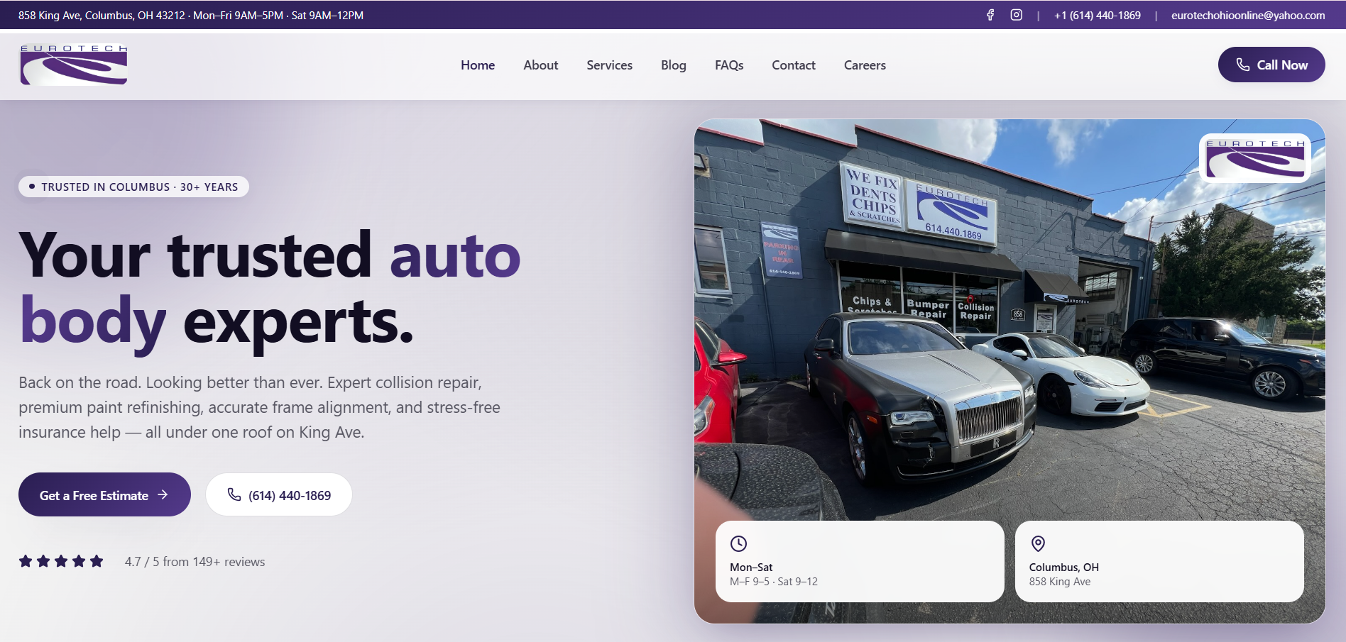 Eurotech Auto Body Web App